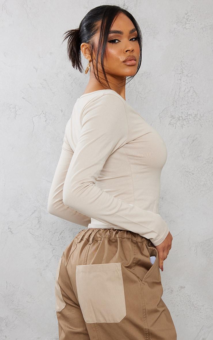 Stone Cotton Scoop Neck Long Sleeve Top Product Image