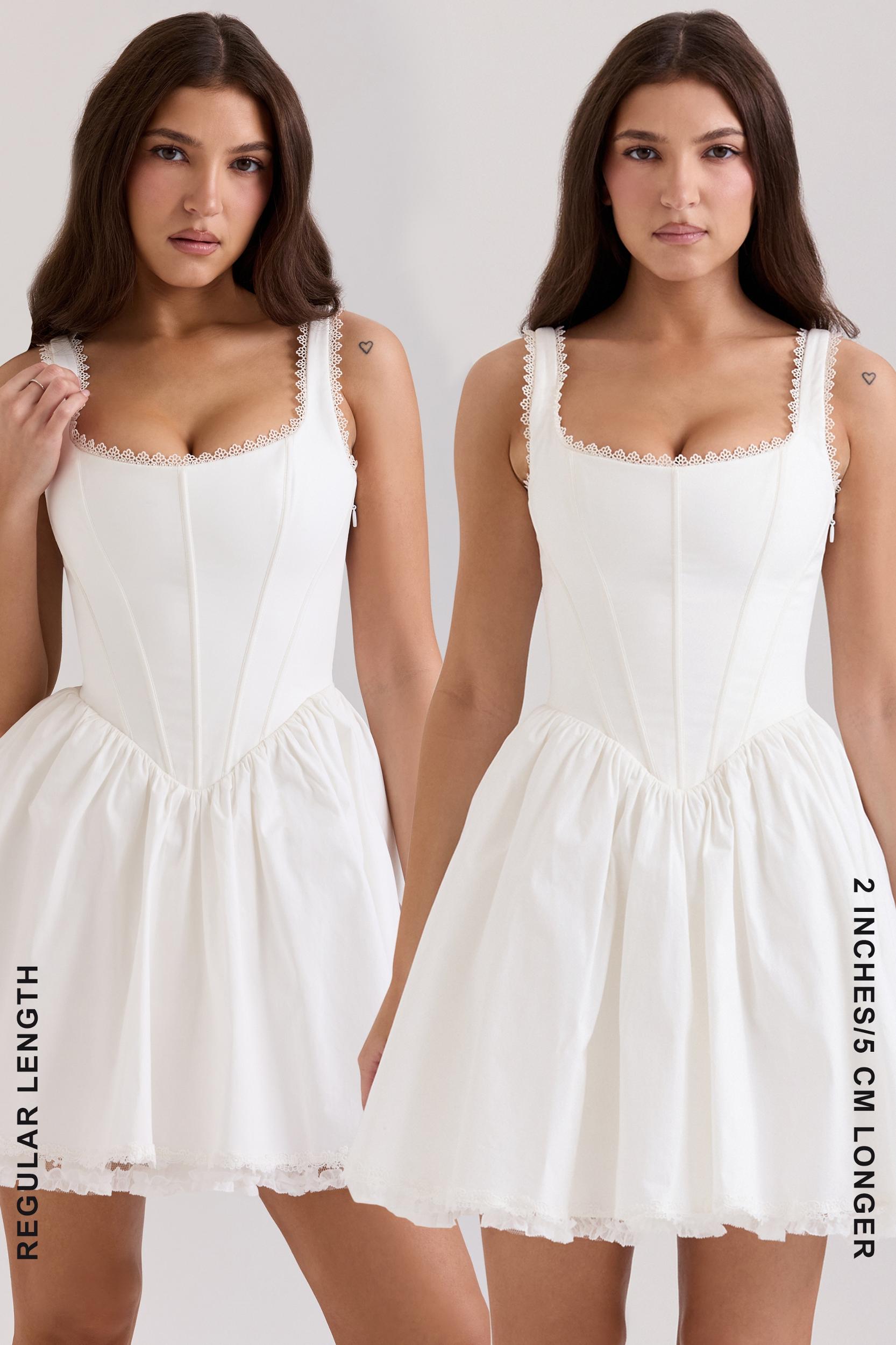 Letitia  white stretch cotton mini dress Product Image