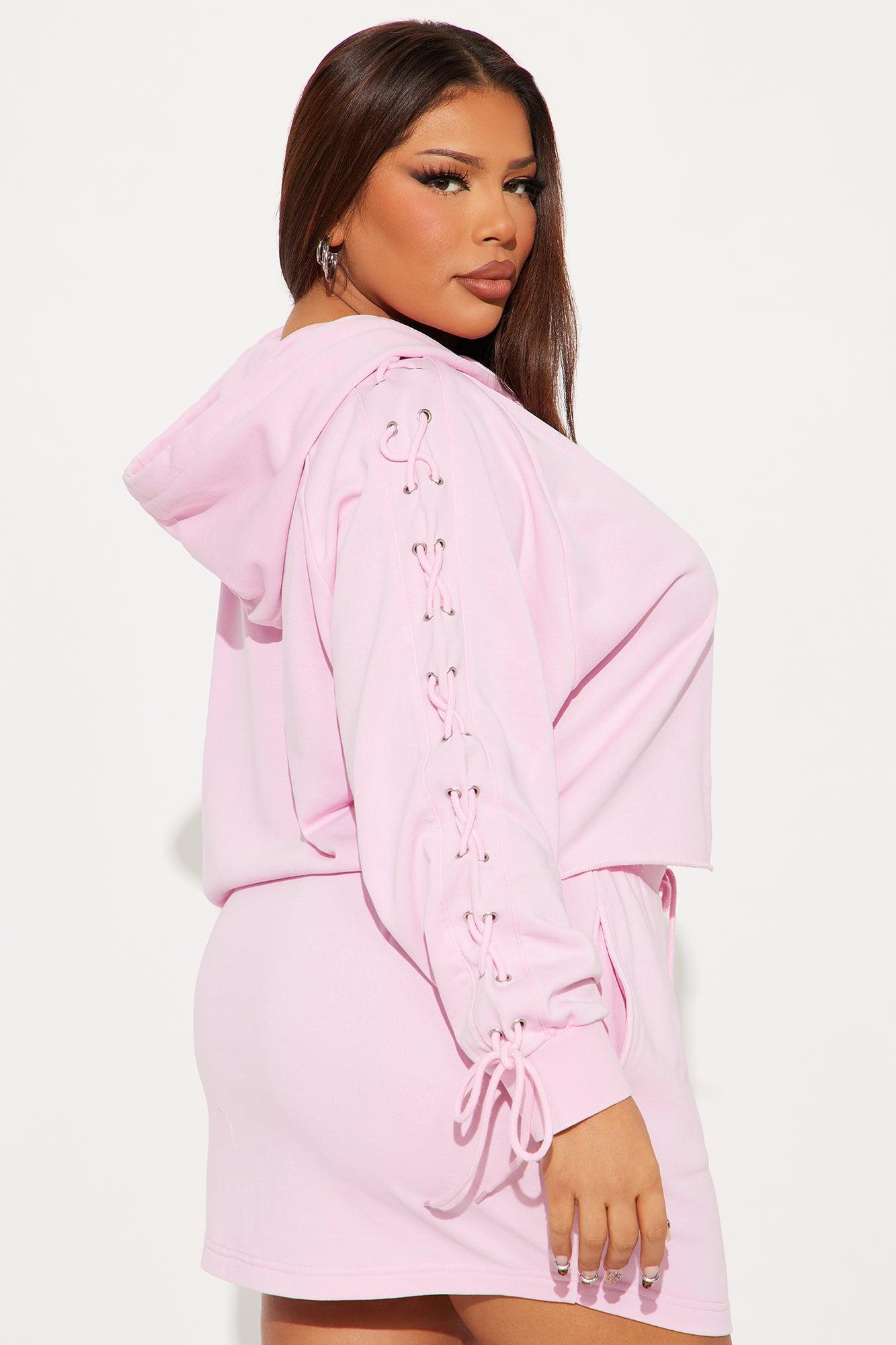 Mia French Terry Mini Skirt Set - Pink Product Image