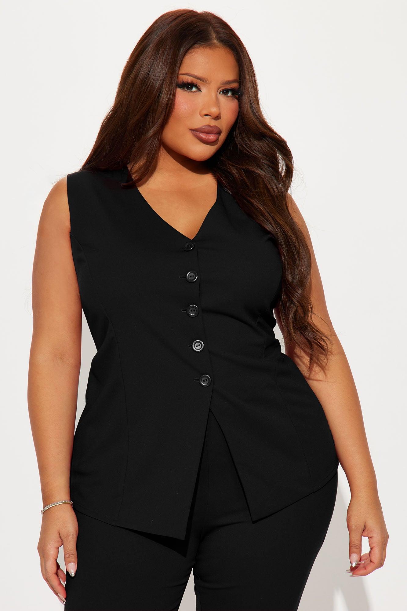 Office Romance Vest Pant Set - Black Product Image