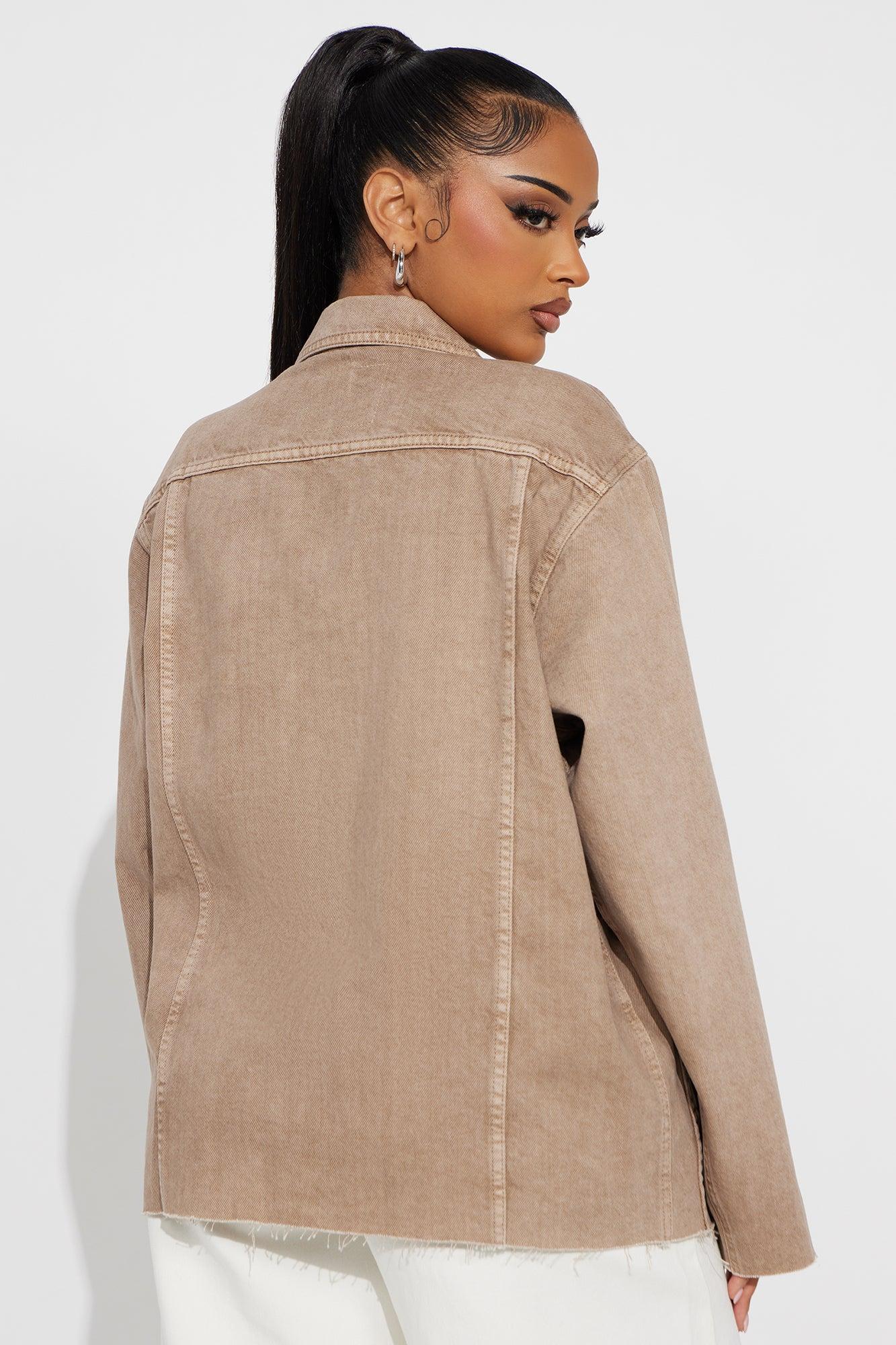 Sephina Oversized Denim Blazer - Taupe Product Image