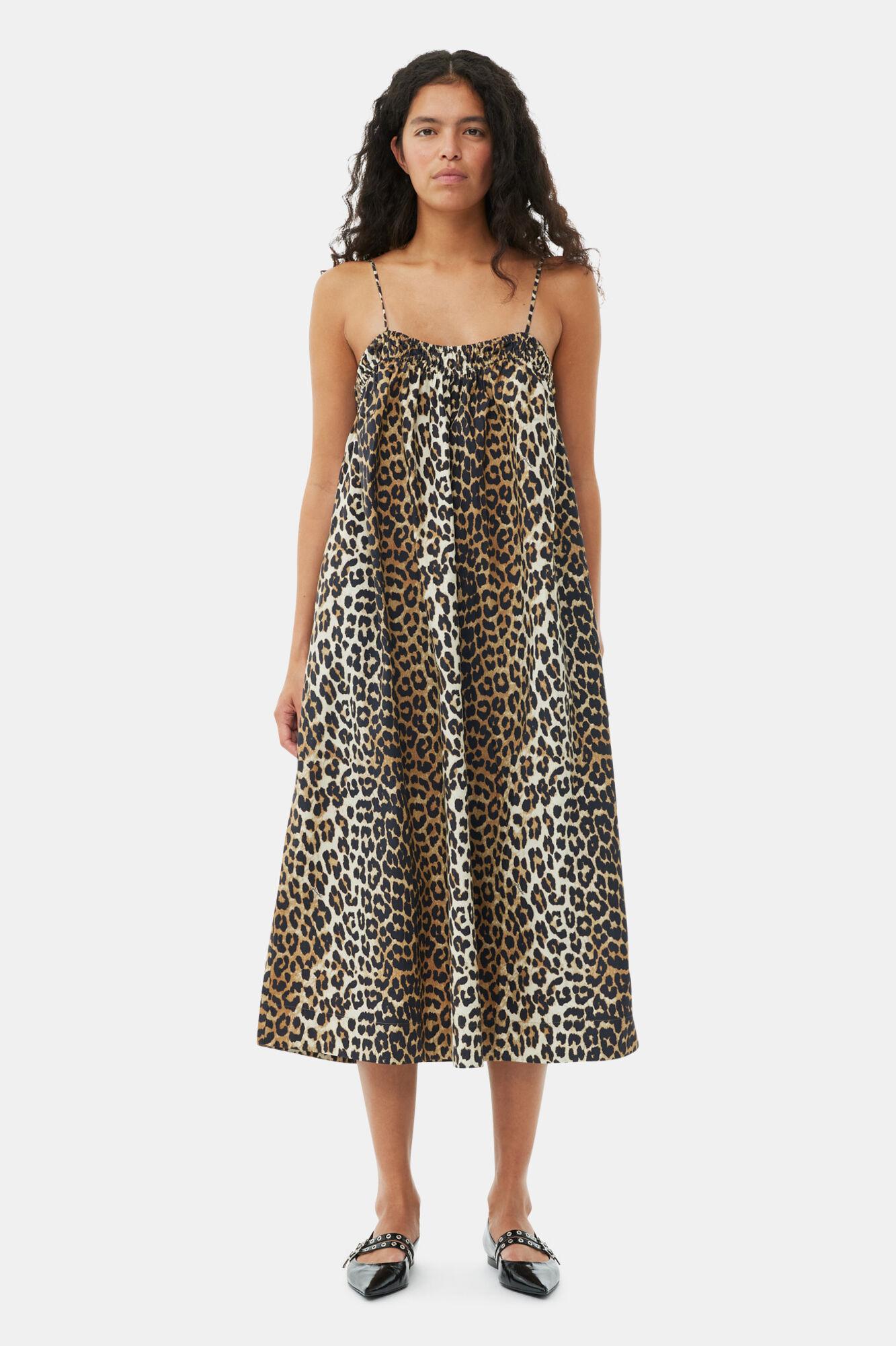 Leopard Midi Strap Dress Product Image
