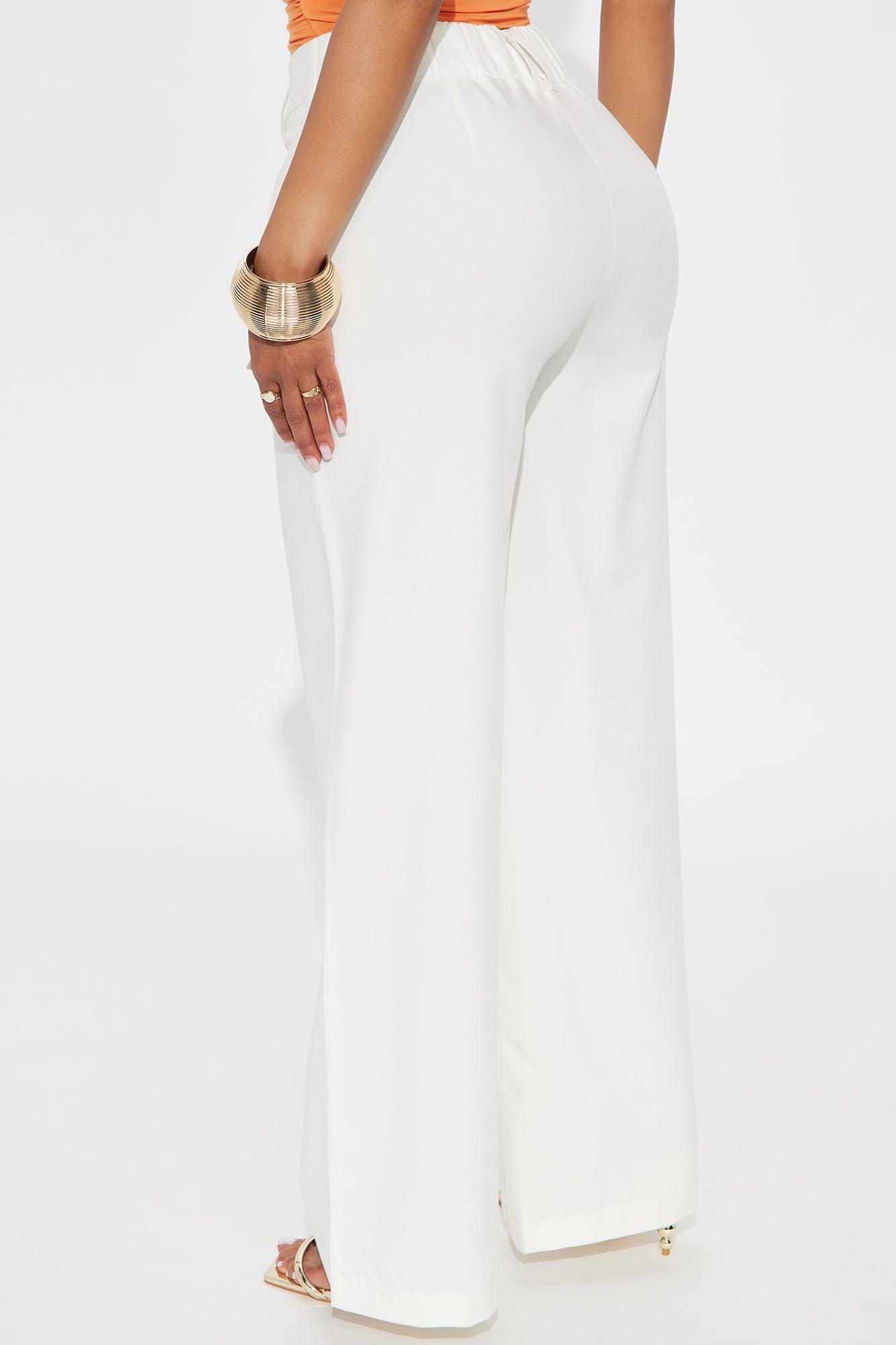 Missy Wide Leg Twill Trouser - Off White Product Image