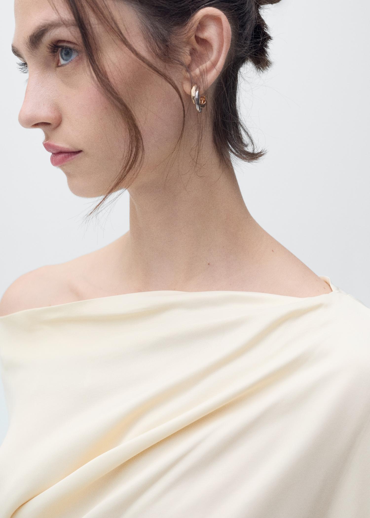 Draped asymmetrical midi-dress - Women | MANGO USA Product Image