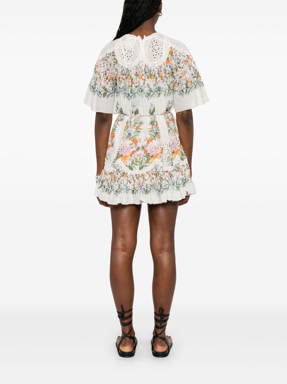 FARM RIO Sweet Bloom Cotton Eyelet Shift Dress In Off-white Product Image