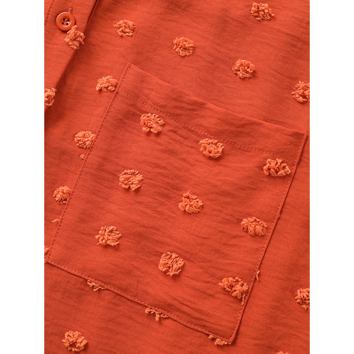 Plus Size Brightorange Jacquard Patch Pocket Dolman Sleeve Blouse Women Casual Short sleeve Shirt collar Everyday Blouses BloomChic 12/L Product Image