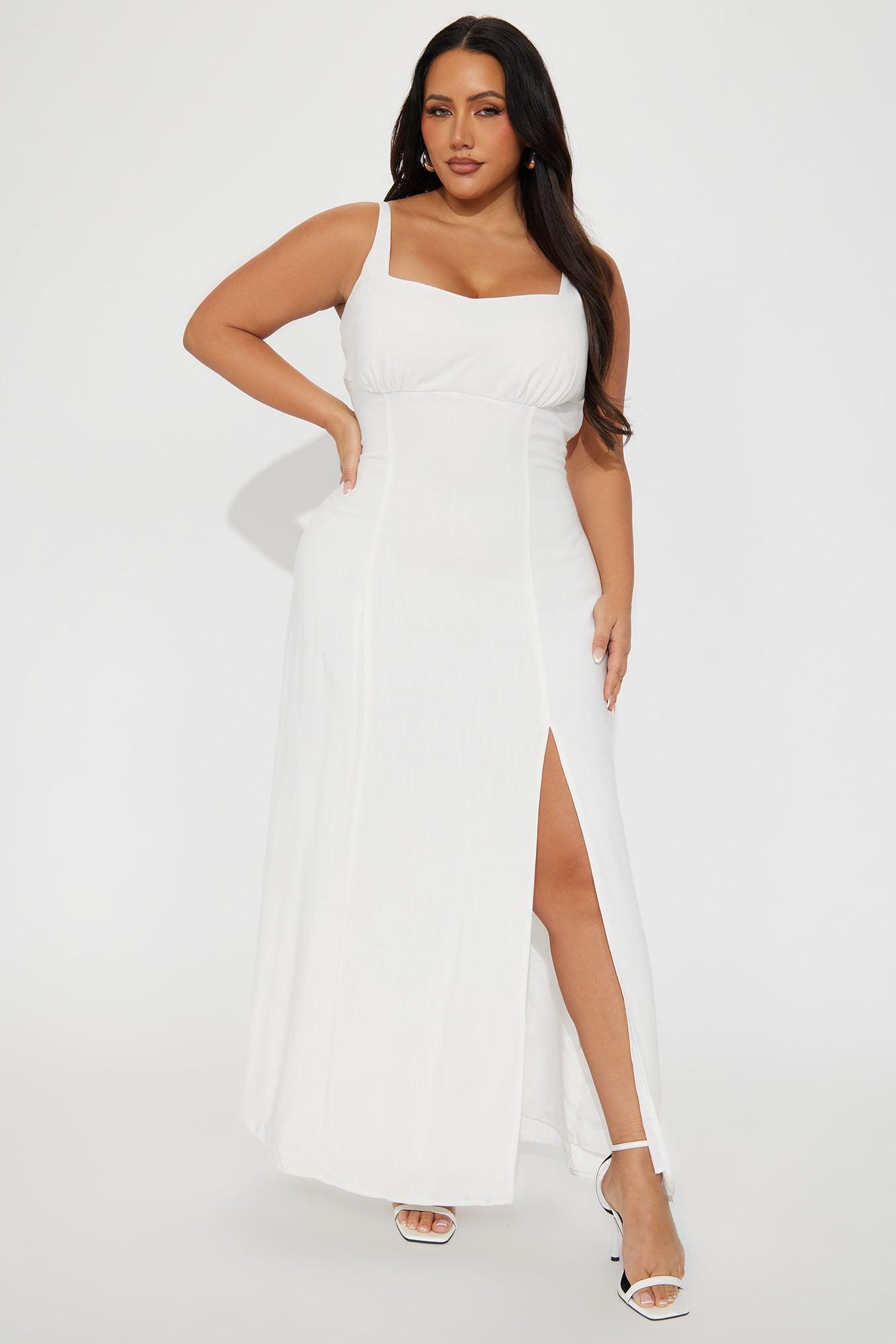 Sandie Linen Maxi Dress - White Product Image