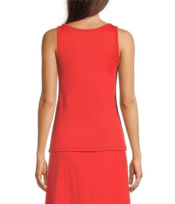 Eileen Fisher Organic Cotton Blend Stretch Rib Knit Scoop Neck Sleeveless Tank Product Image