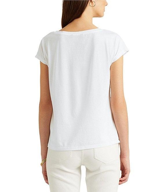 Lauren Ralph Lauren Boat Neck Short Sleeve Logo Script Shirt Product Image