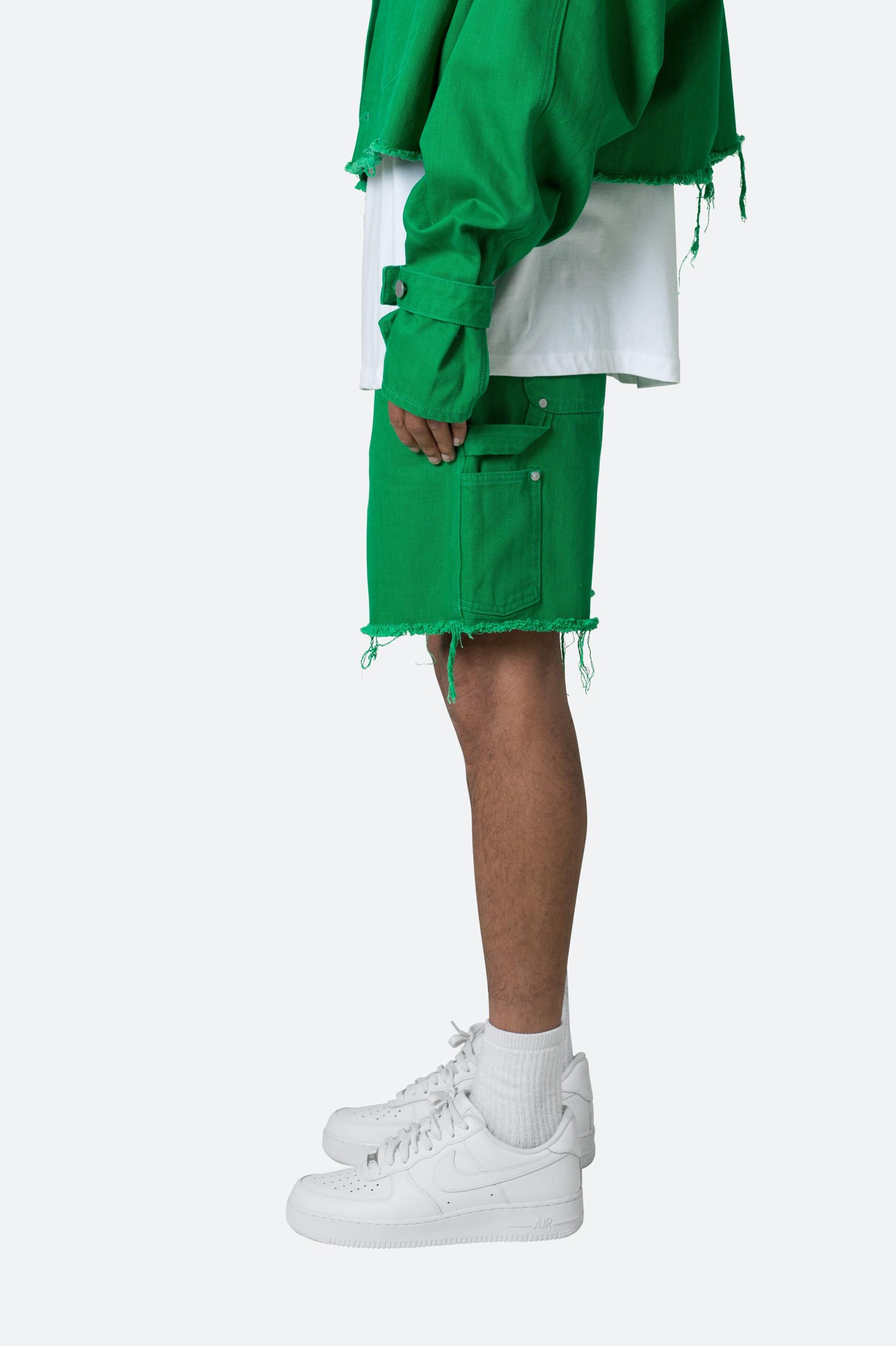 Frayed Denim Shorts - Green Product Image