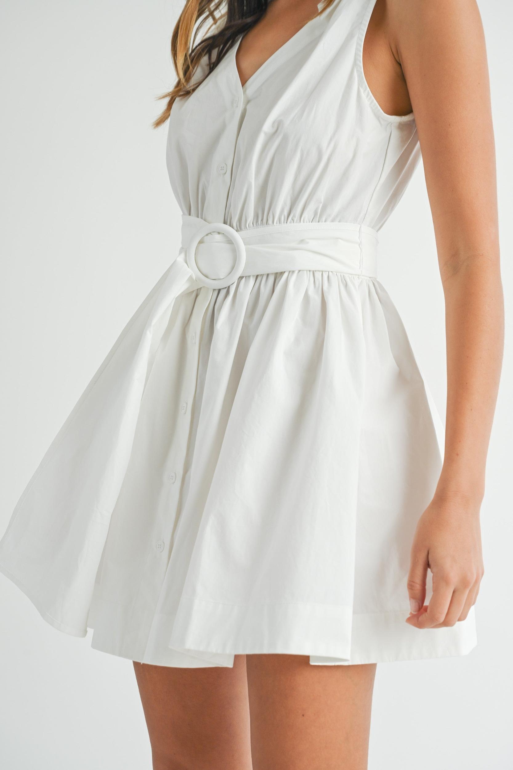 Sleeveless Shoulder Tie Mini Dress Product Image