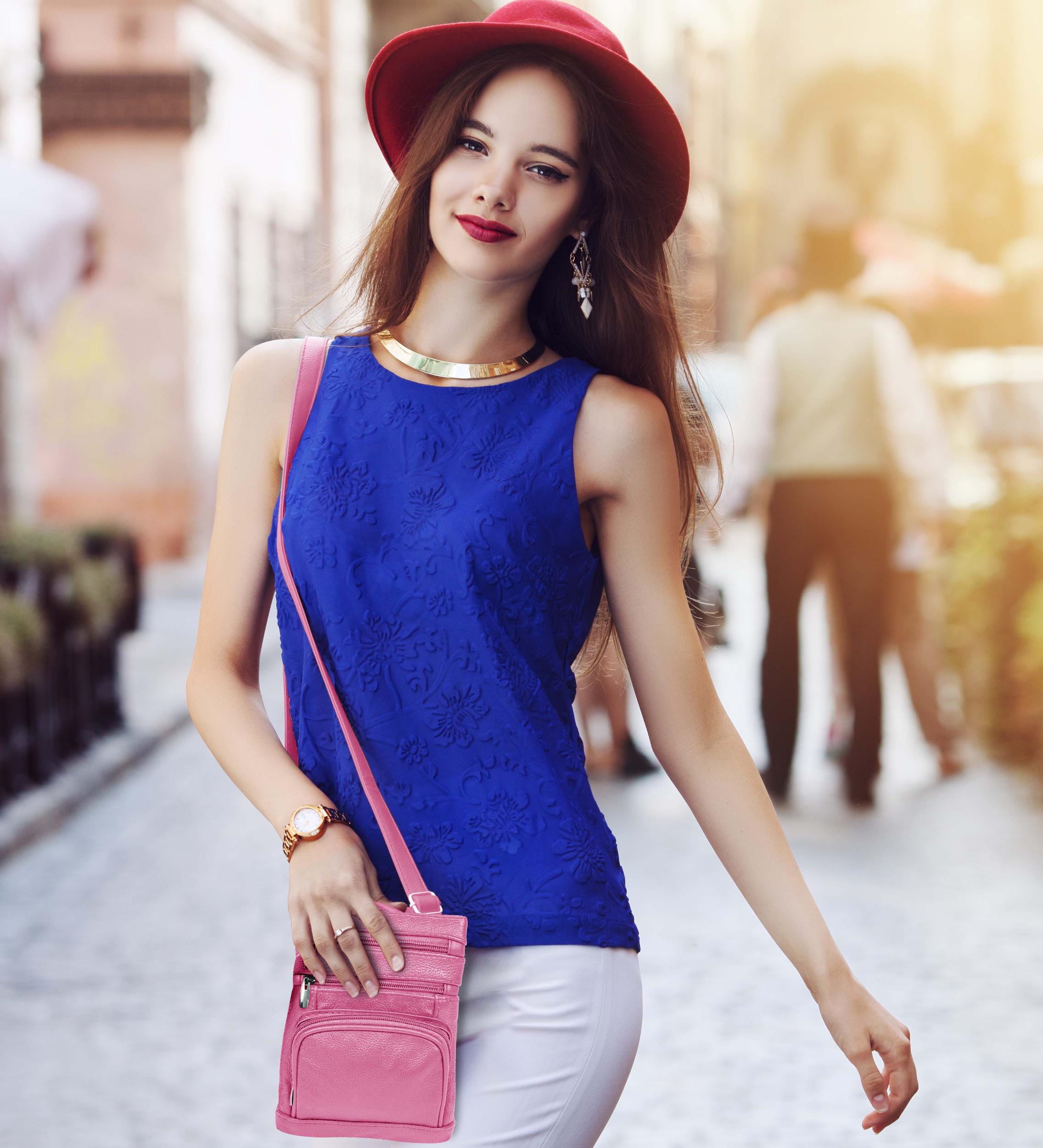 Genuine Leather Crossbody Bag - Multi-Size Options (Standard, Plus, XL) Product Image