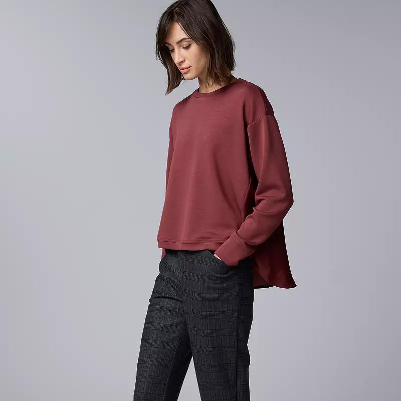 Women's Simply Vera Vera Wang Mixed Media Pullover Sweatshirt, Size: XS, Andorra Product Image