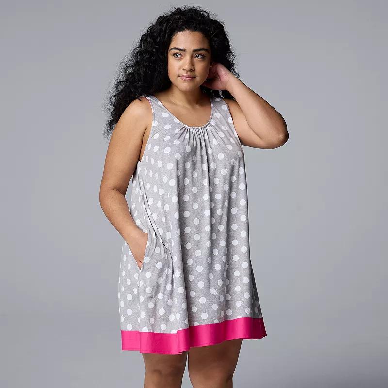 Plus Size Simply Vera Vera Wang Cozy Sleep Chemise, Women's, Size: 3XL, Green Palm Product Image