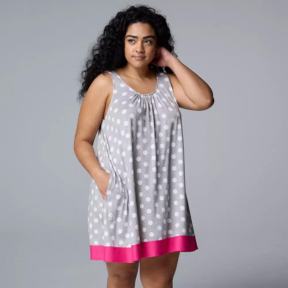 Plus Size Simply Vera Vera Wang Cozy Sleep Chemise, Women's, Size: 3XL, Green Palm Product Image