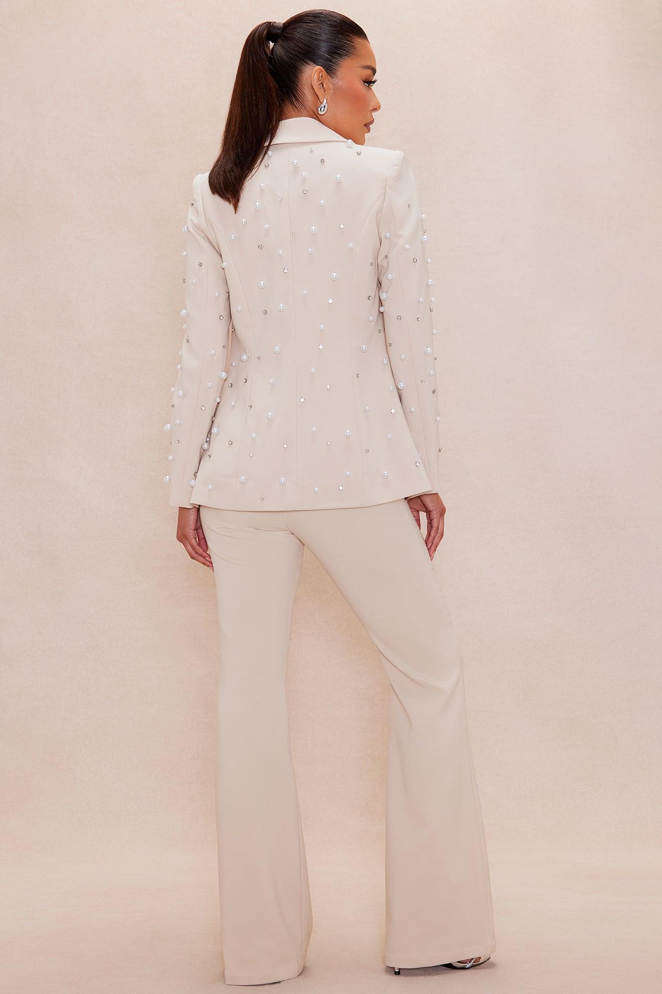 Anastasia Pearl Blazer Suit Set - Taupe Female Product Image