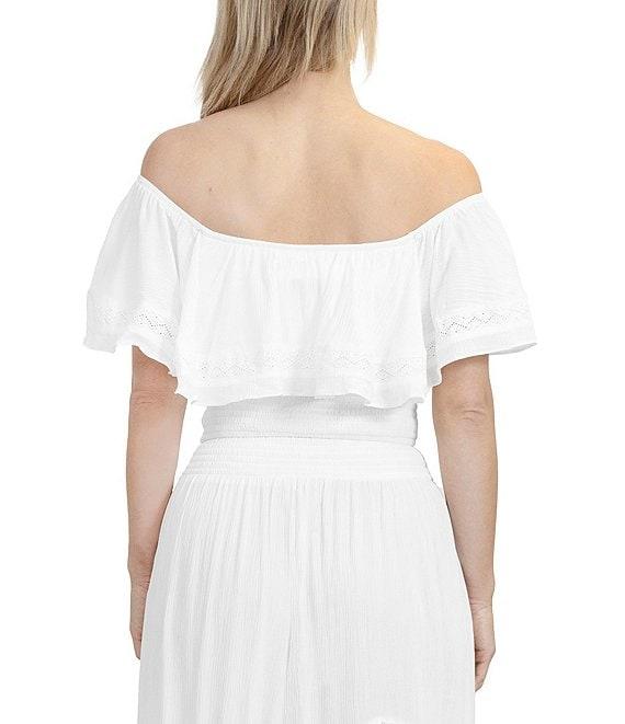 Stevie by Steve Madden Off-The-Shoulder Smocked Ruffle Top Product Image