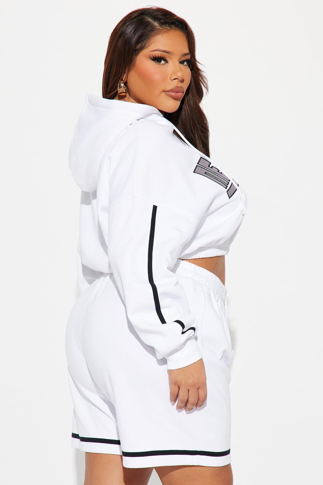 NY Fleece Short Set - White/Black Product Image