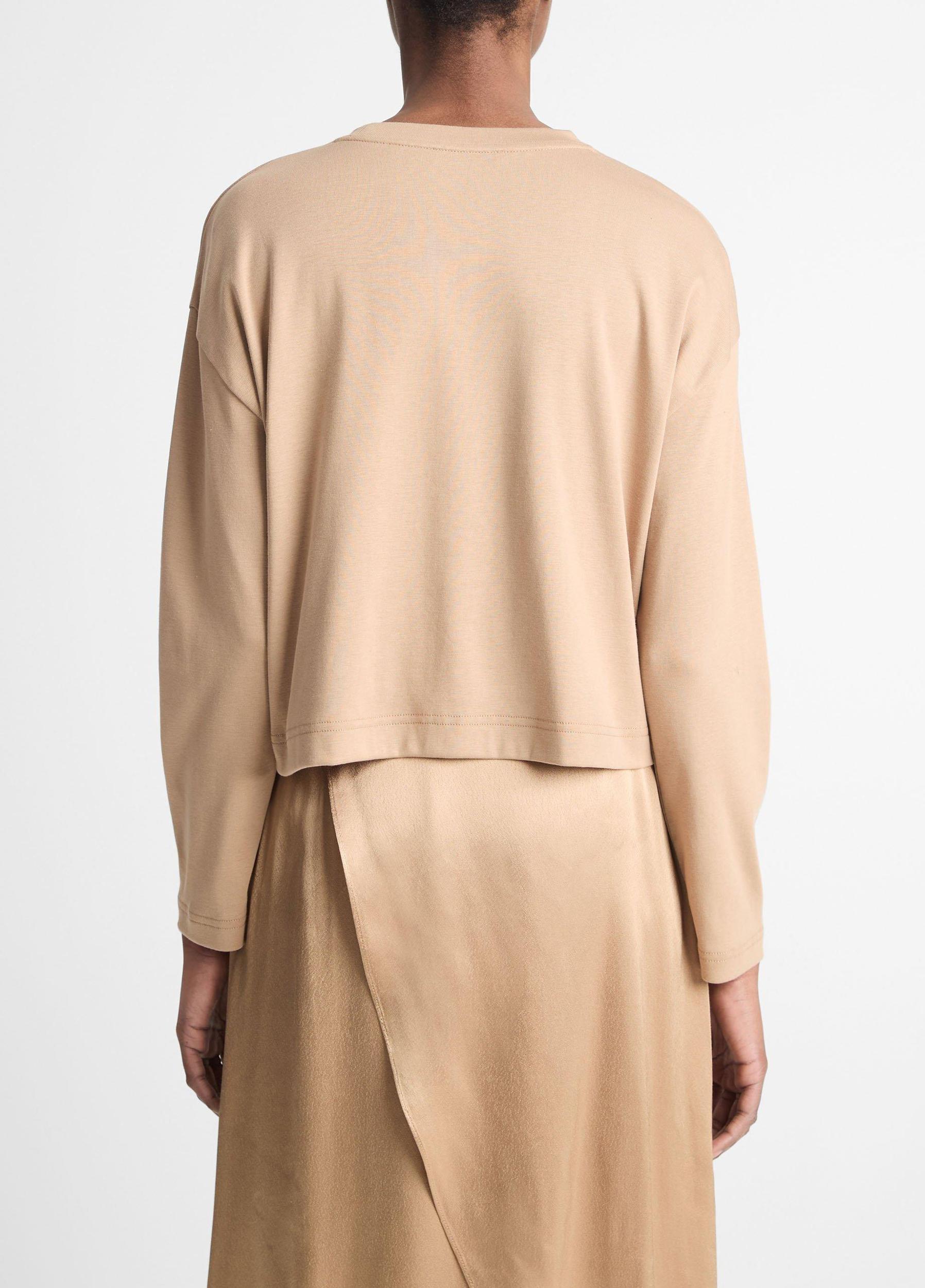 Pima Cotton Long-Sleeve Cropped T-Shirt Product Image