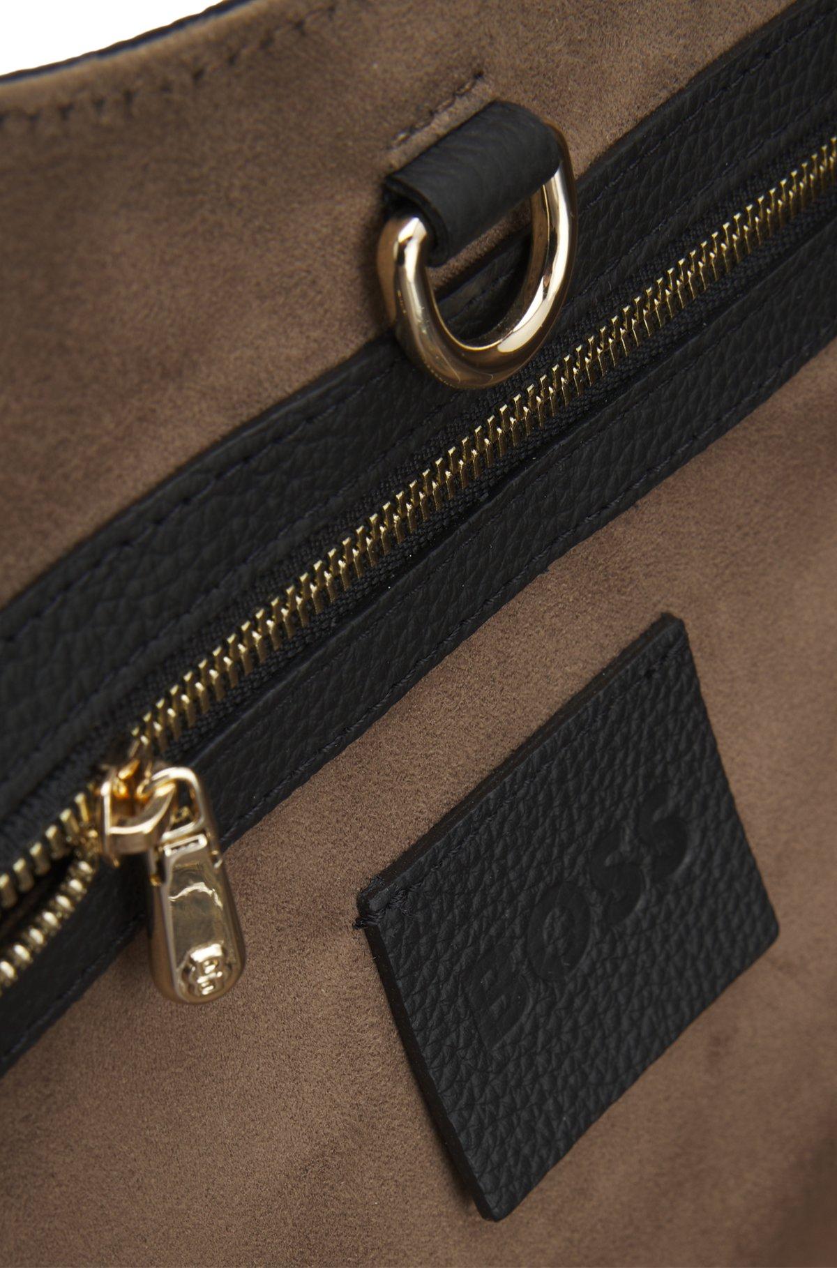 BOSS - Tote bag in grained leather with logo lettering - Black Product Image