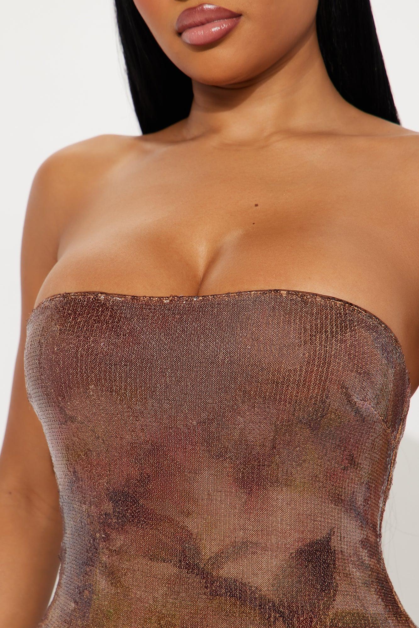 Francesca Sequin Ruffle Maxi Dress - Brown Female Product Image