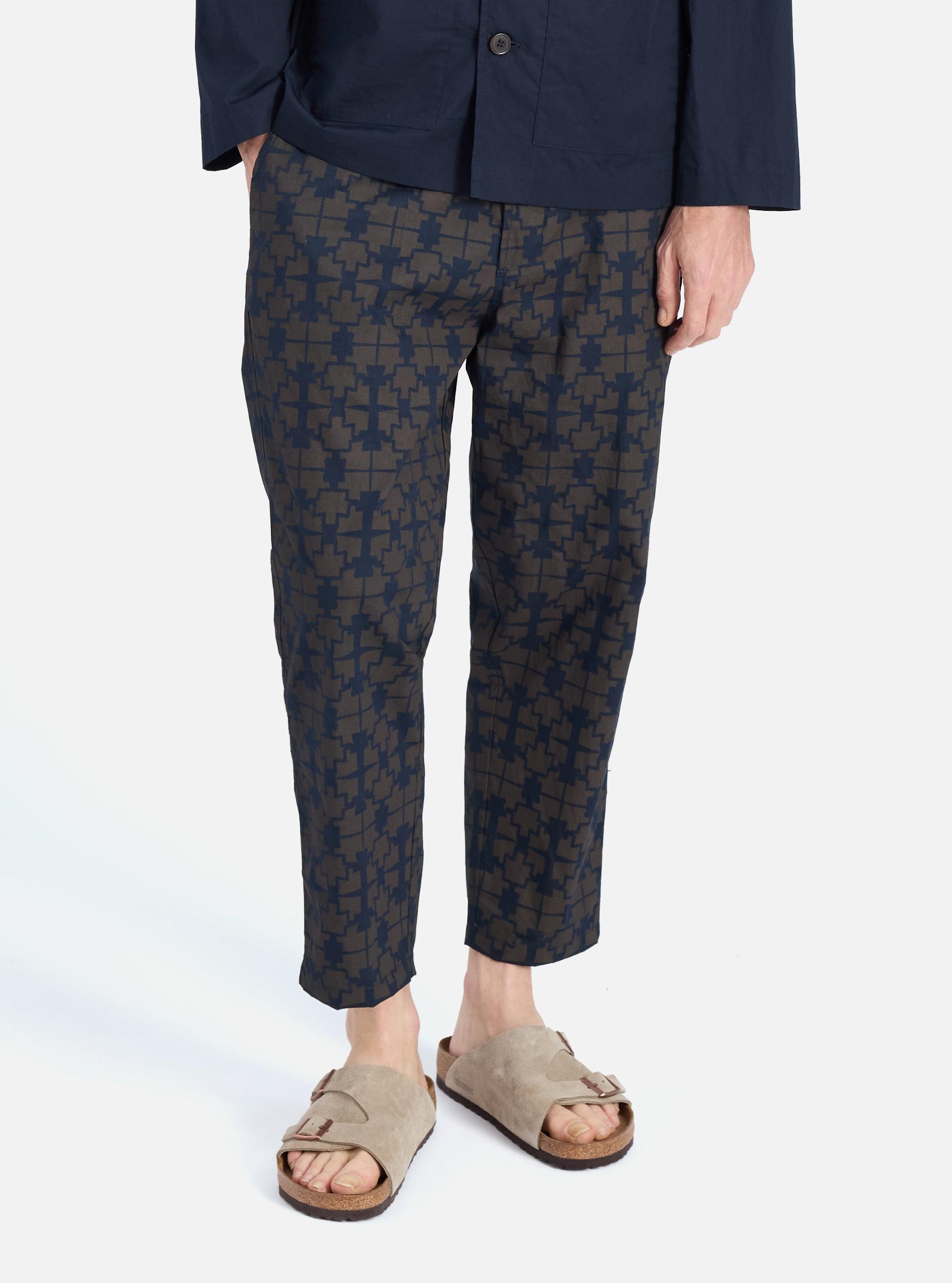 Universal Works Hi Water Trouser in Navy Mitla Print Cotton Product Image