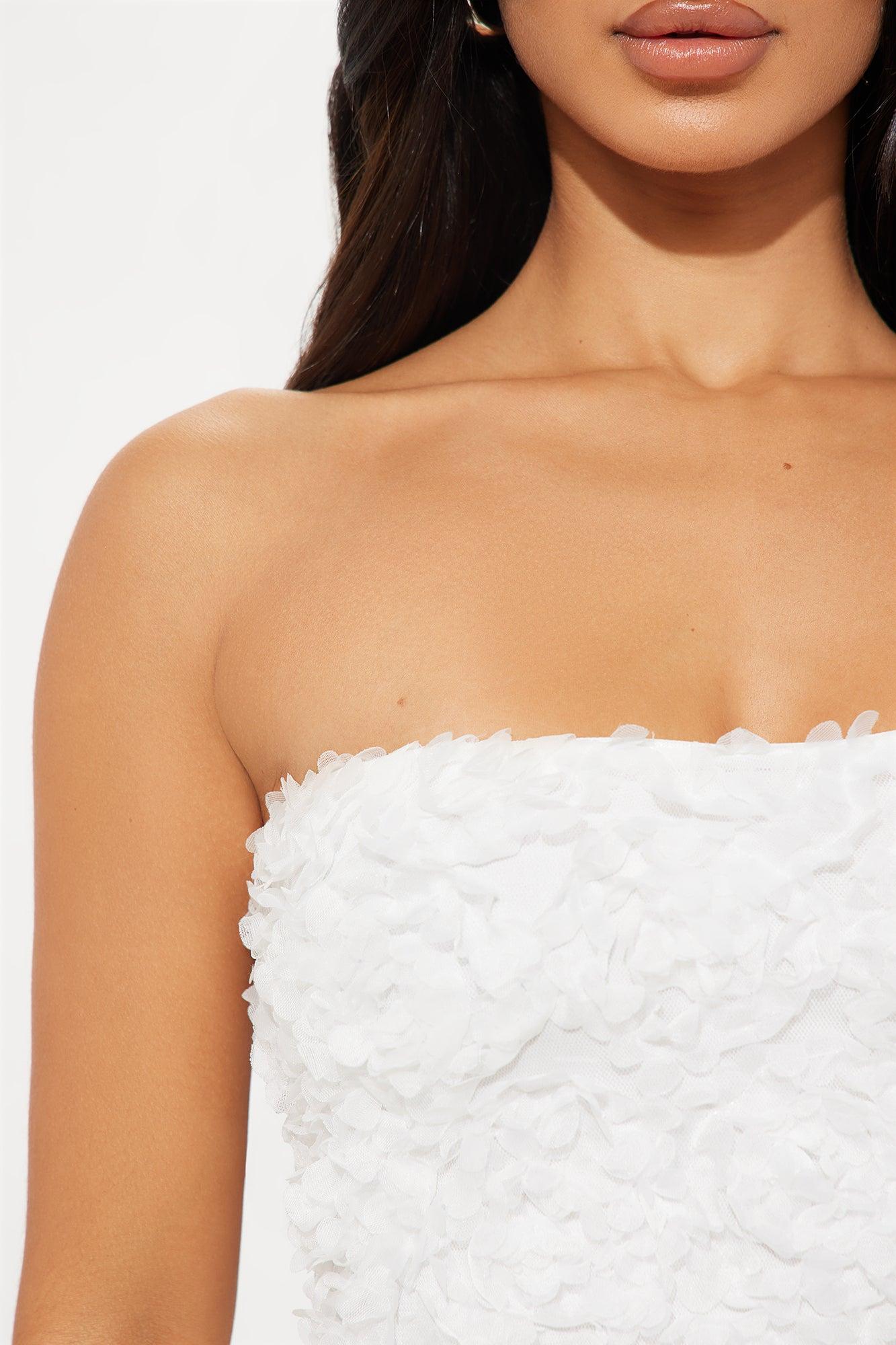 Rose Mini Tube Dress - White Product Image