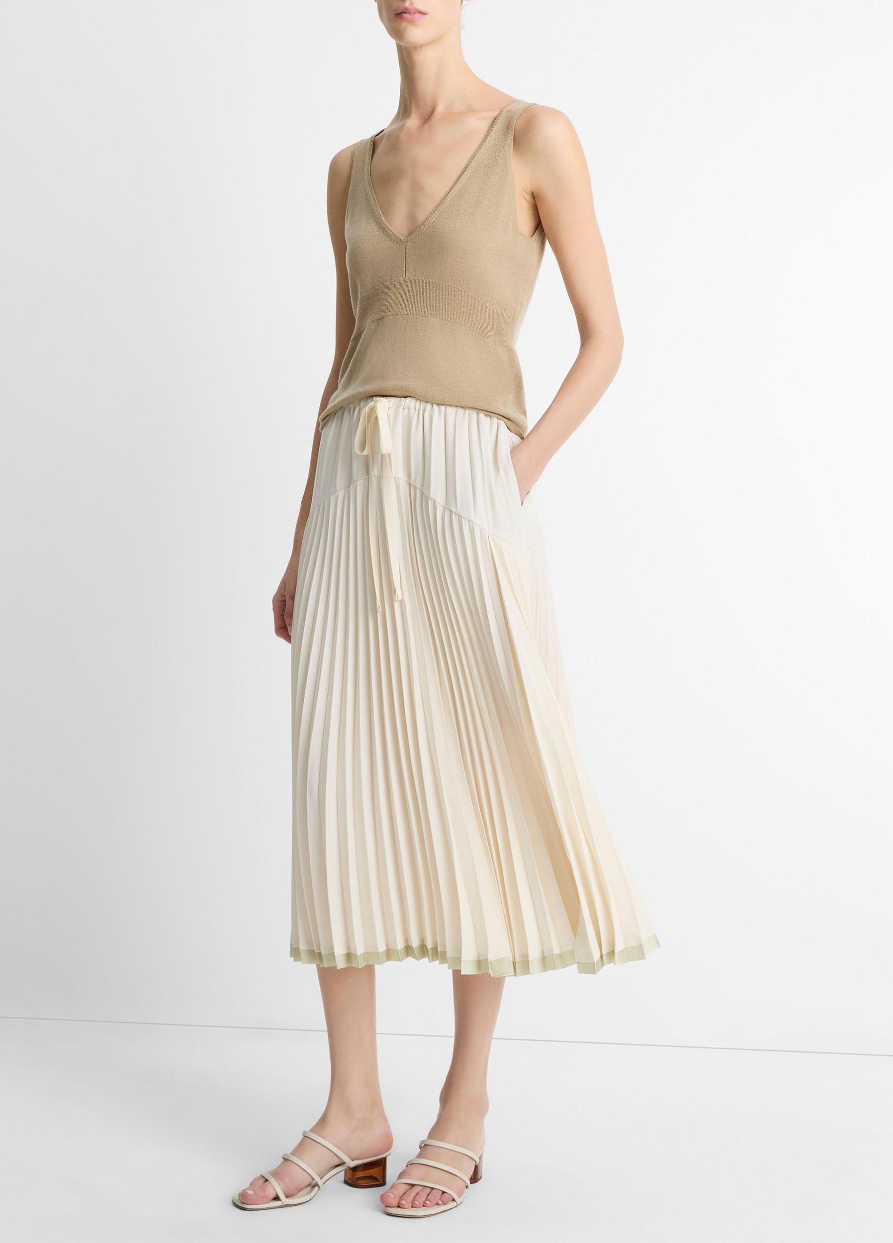 Pleated Satin Tiered Skirt Product Image