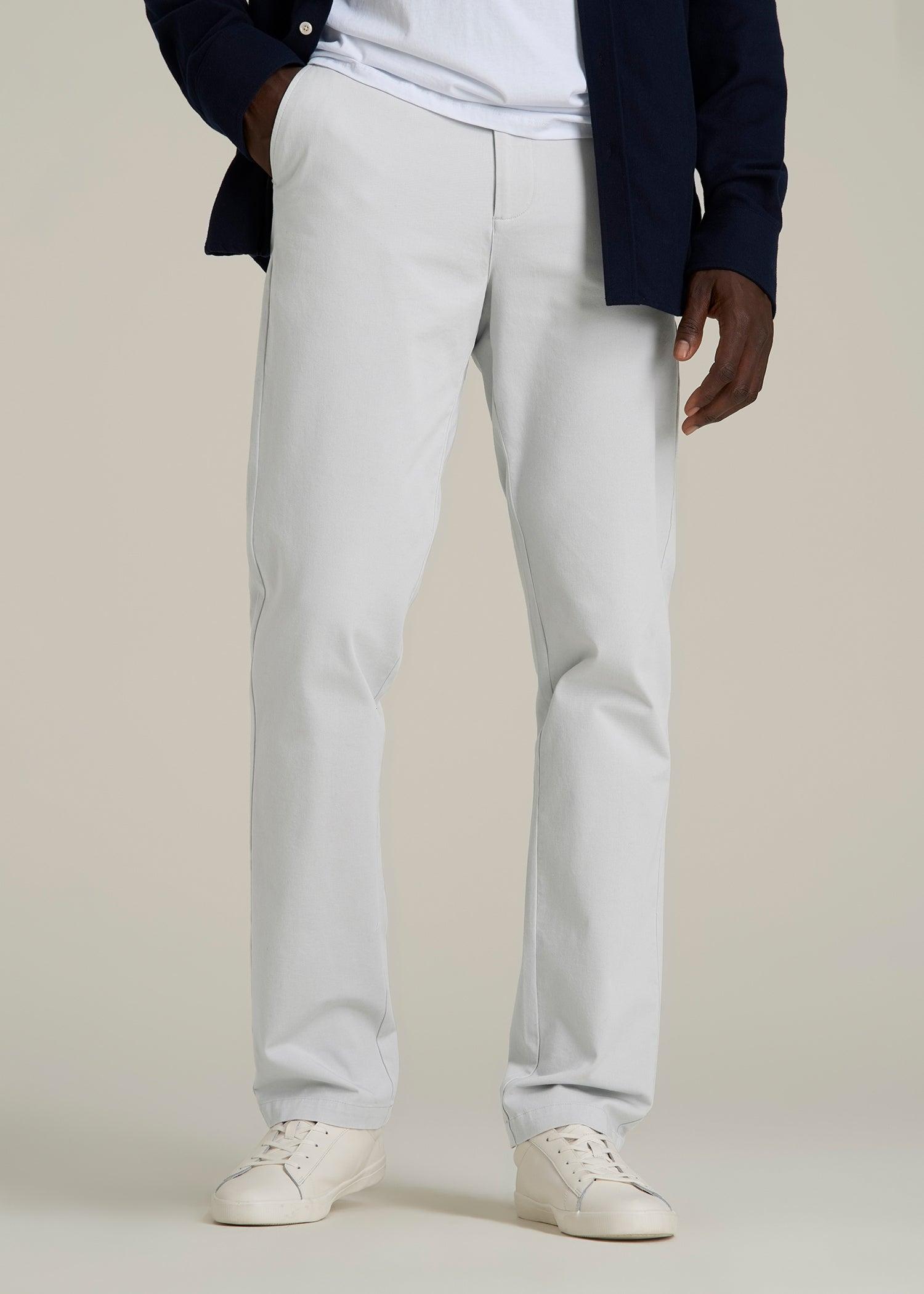4 Way Stretch Commuter TAPERED Chino Pants for Tall Men in Silver Drop Male Product Image