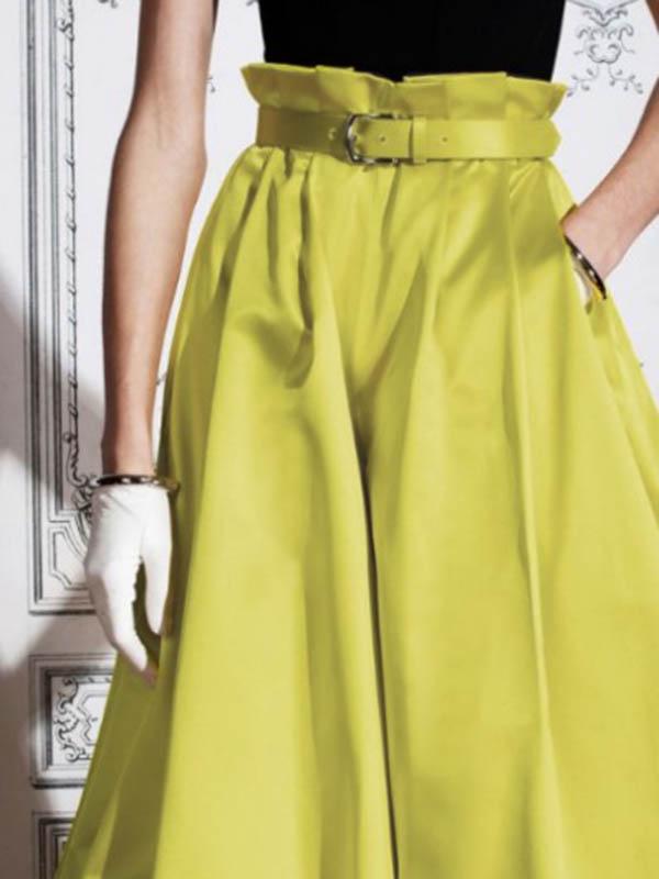 Flared Pants Loose No Belt Solid Color Knickerbockers Pants Trousers Product Image