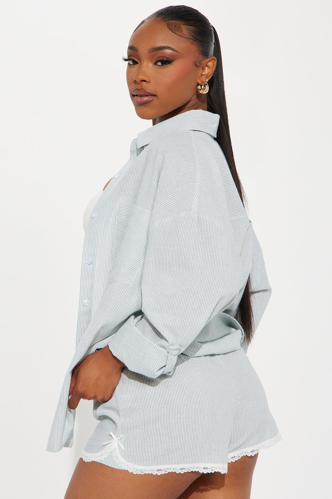 So Cute Lace Trim Boxer Short Set - Sage Product Image