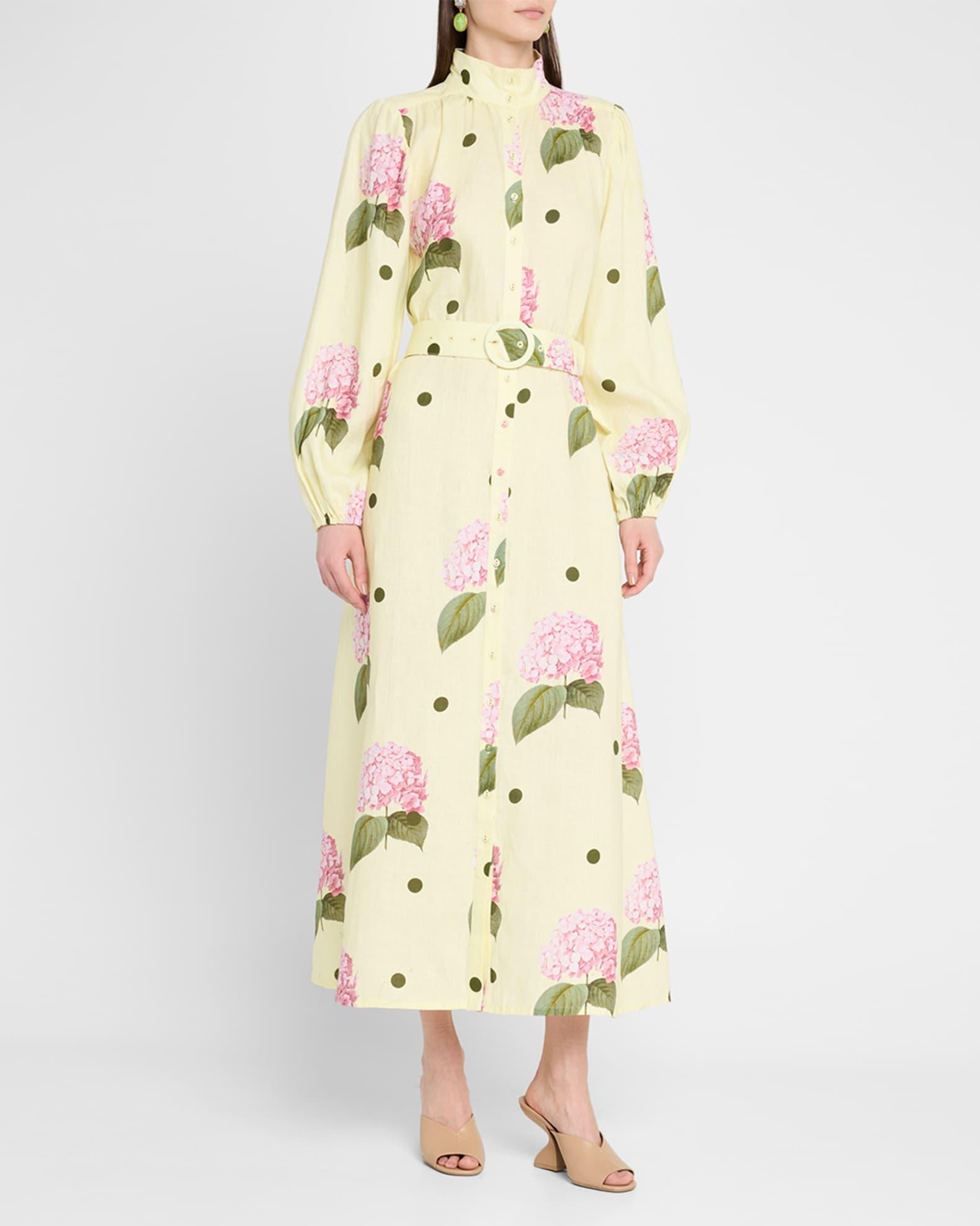 Noddy Belted Floral-Print Linen Midi Shirtdress Product Image