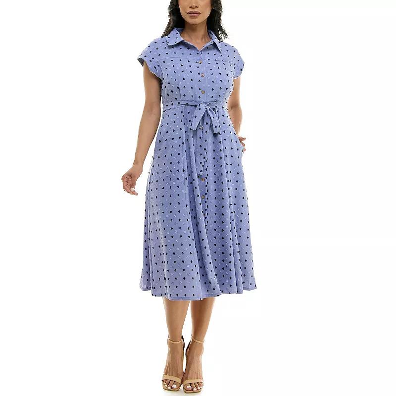 Women's Nina Leonard Collared Button Front Shirt Dress,  Product Image