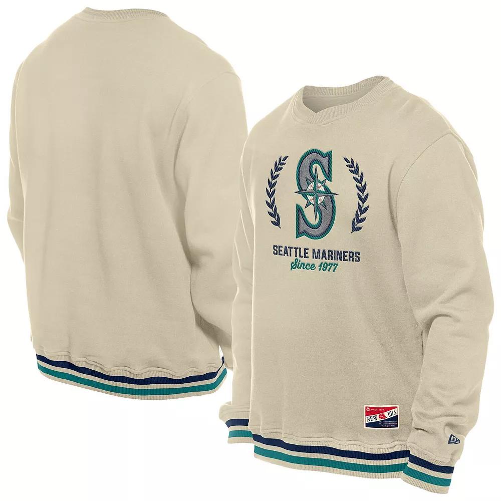 Men's New Era Cream Seattle Mariners Throwback Pullover Sweatshirt, Size: 3XL, Beige Product Image
