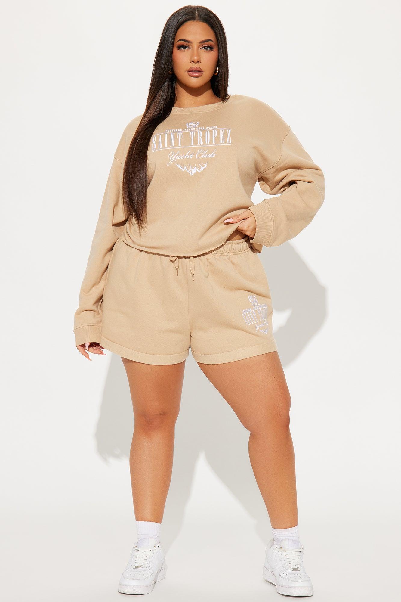 St. Tropez Embroidered Shorts - Taupe Product Image