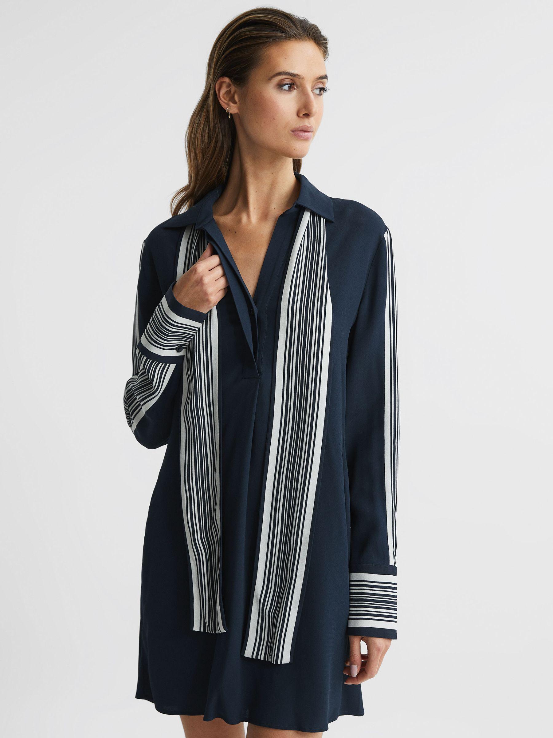 Side Stripe Mini Dress in Navy Product Image