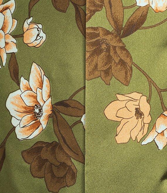 Allison & Kelly Chiffon Floral Printed Strapless Front Slit Midi Dress Product Image