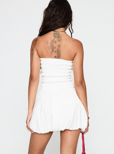Anemone Bubble Hem Mini Dress White Product Image
