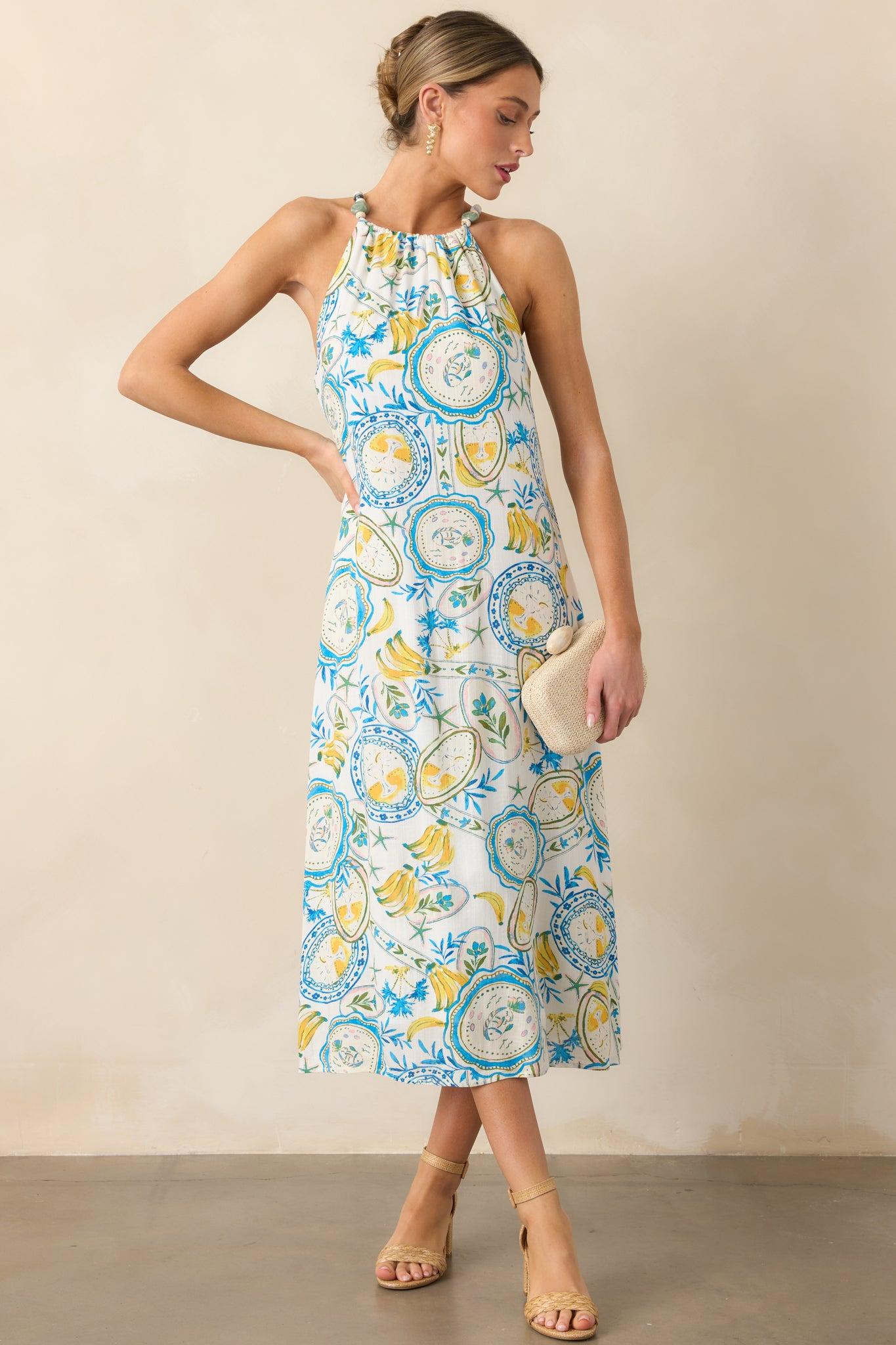 Sunlit Moments Ivory Halter Midi Dress Product Image