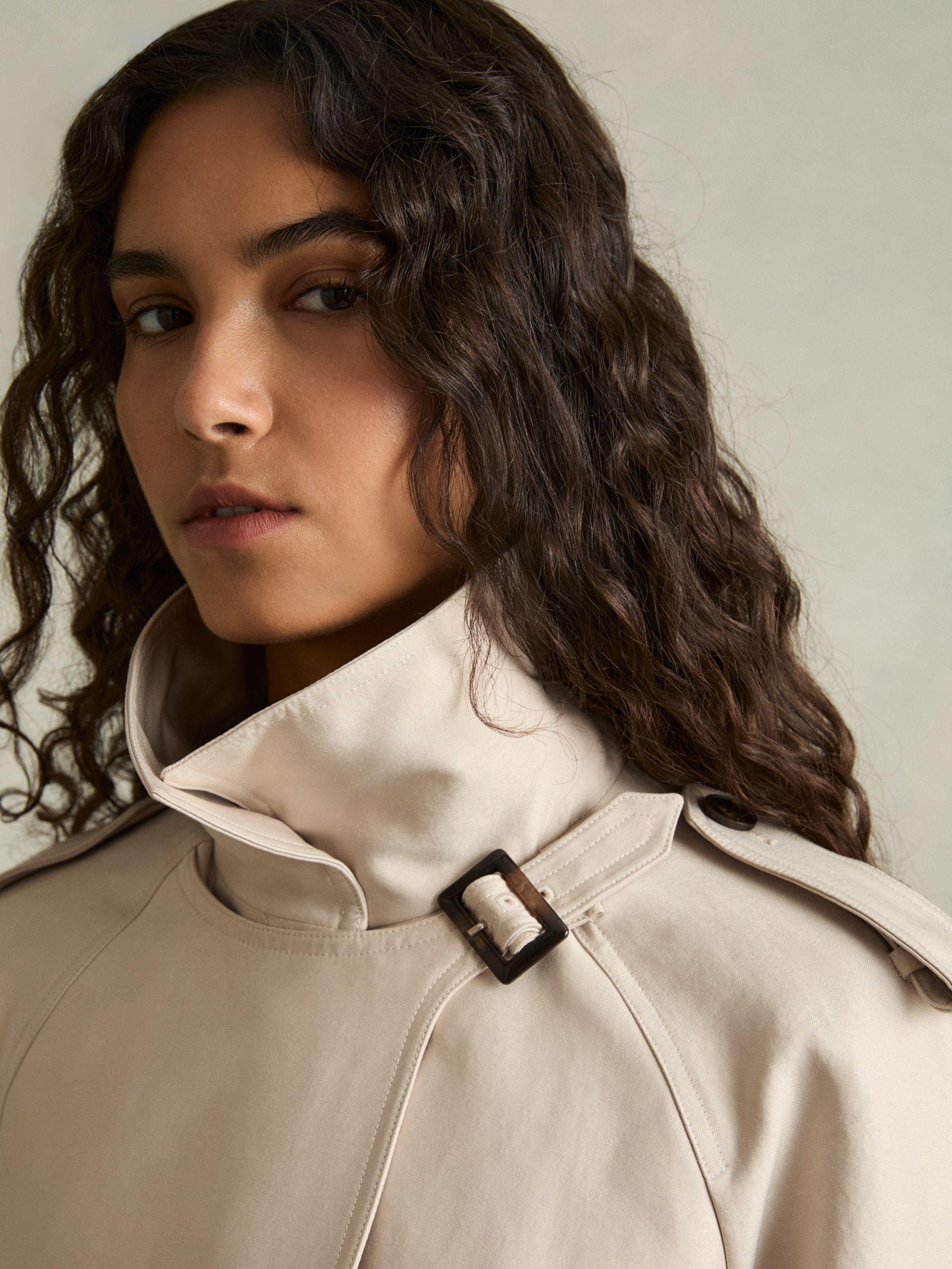 Short Trench Coat With Cotton in Neutral Product Image