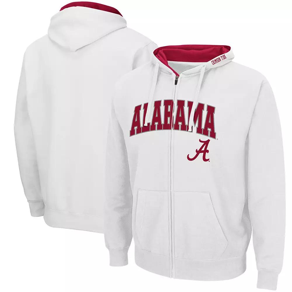 Men's Colosseum White Alabama Crimson Tide Arch & Logo 3.0 Full-Zip Hoodie,  Product Image