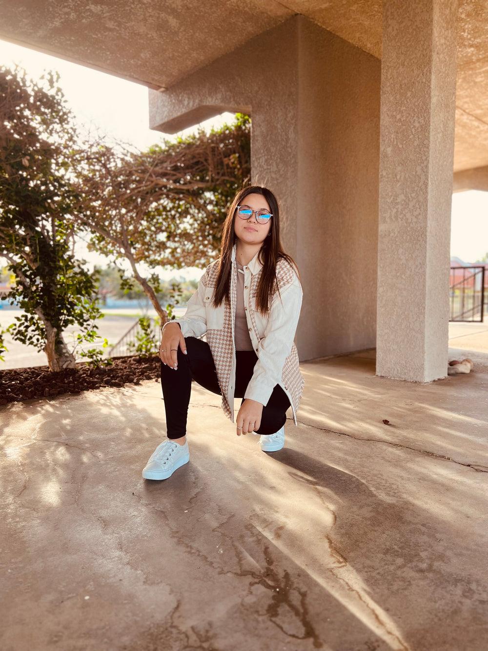 Colorblock Houndstooth Shacket* Product Image