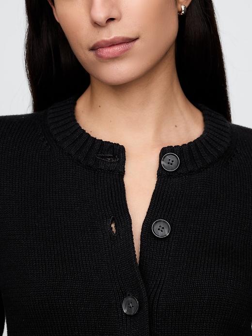 100% Cotton Crewneck Cardigan Product Image