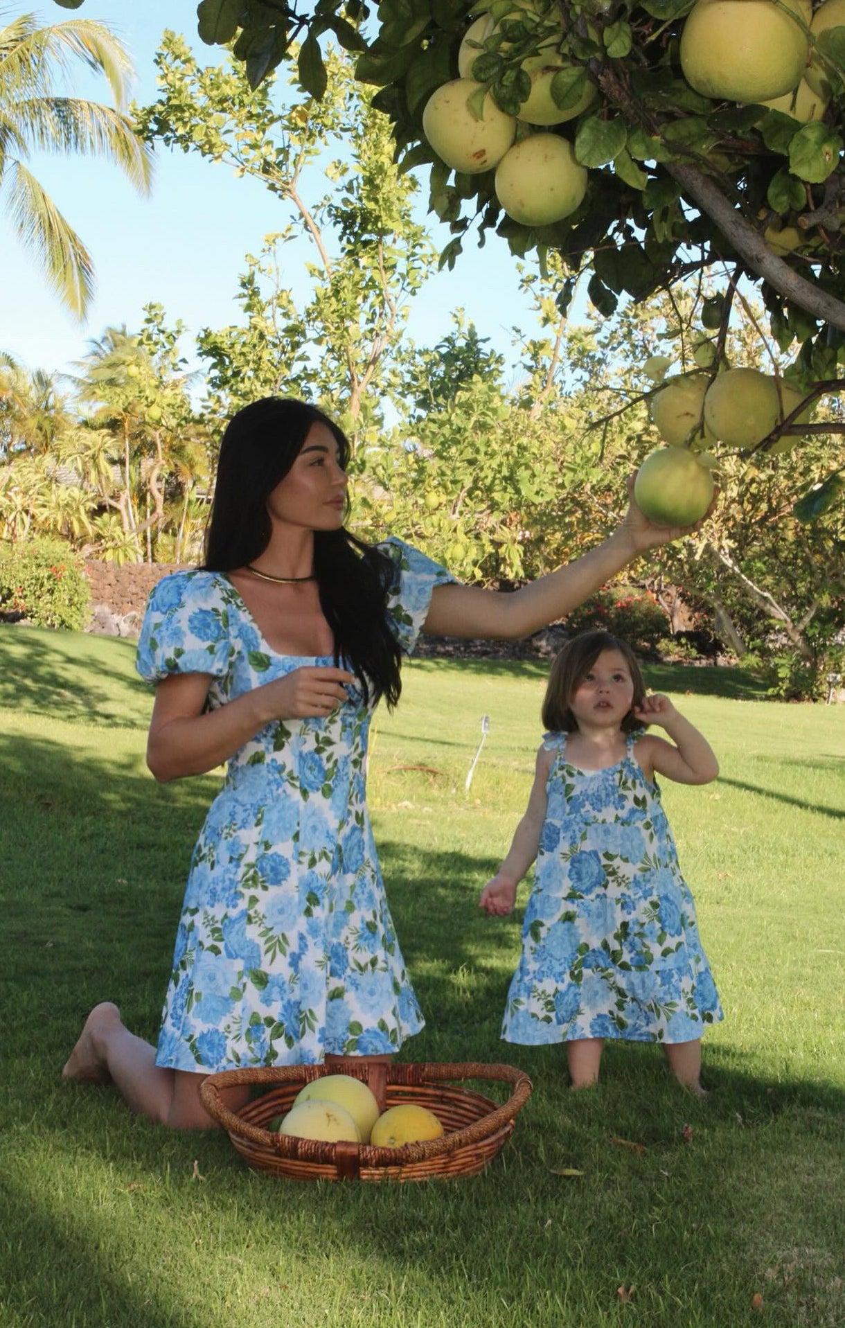 Lil Button Up Shirt ~ Cottage Floral Blue Kids Product Image