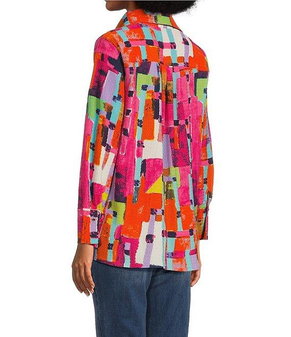 Calessa Textured Crinkle Long Sleeve Button Front Tunic Product Image