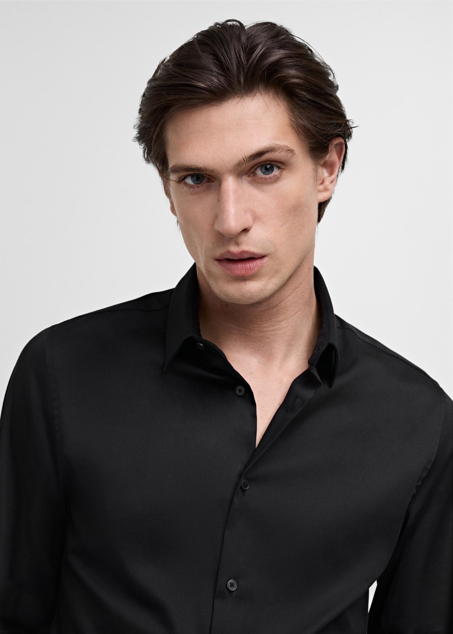 Slim fit cotton suit shirt - Men | MANGO USA Product Image