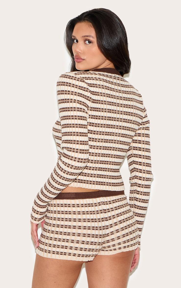 Chocolate Stripe Knitted Cardigan Product Image