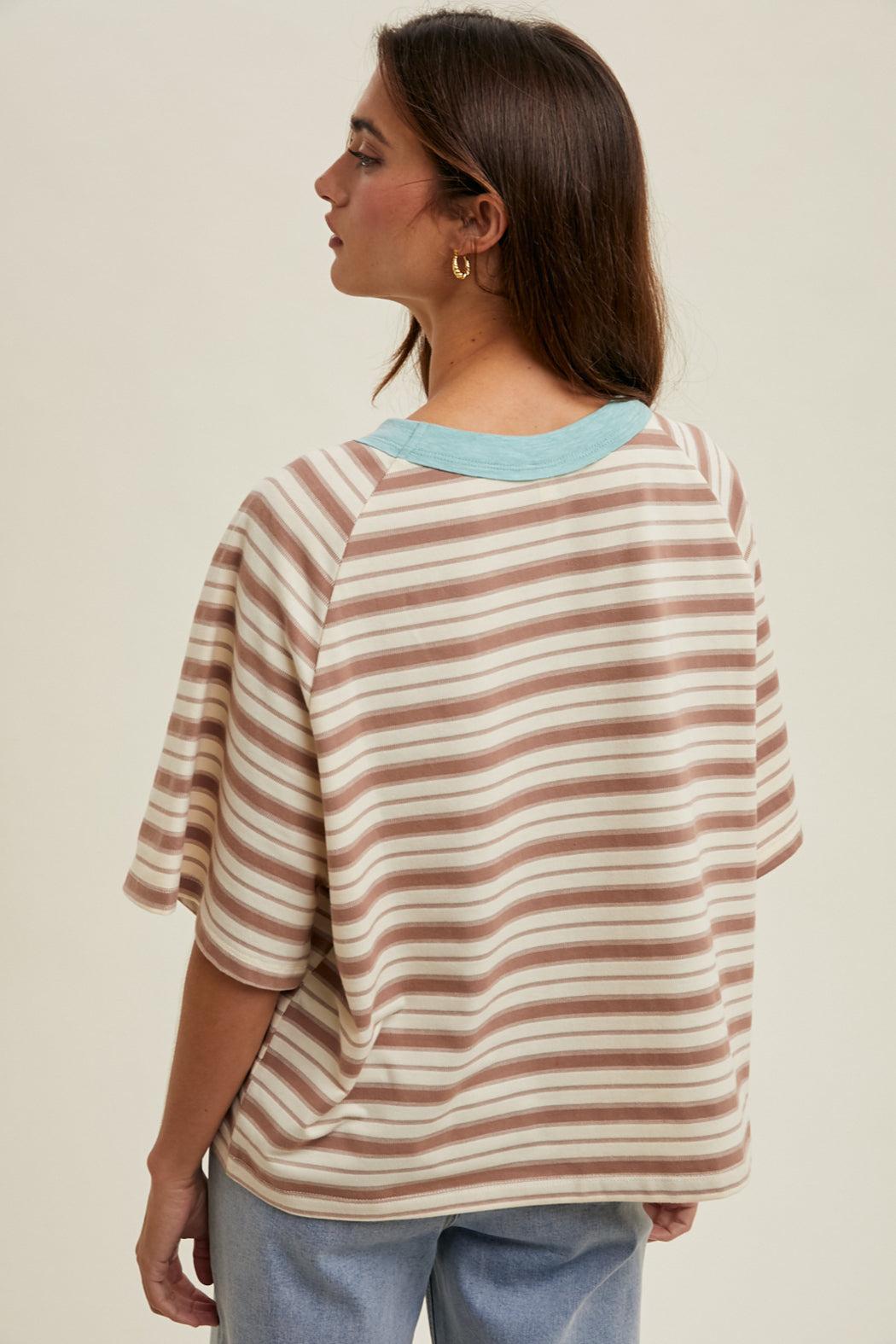 Striped Contrast Knit Top Product Image