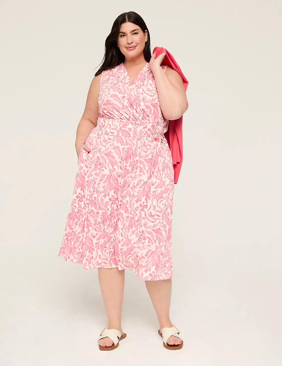 Sleeveless Faux-Wrap Jersey Midi Dress Product Image