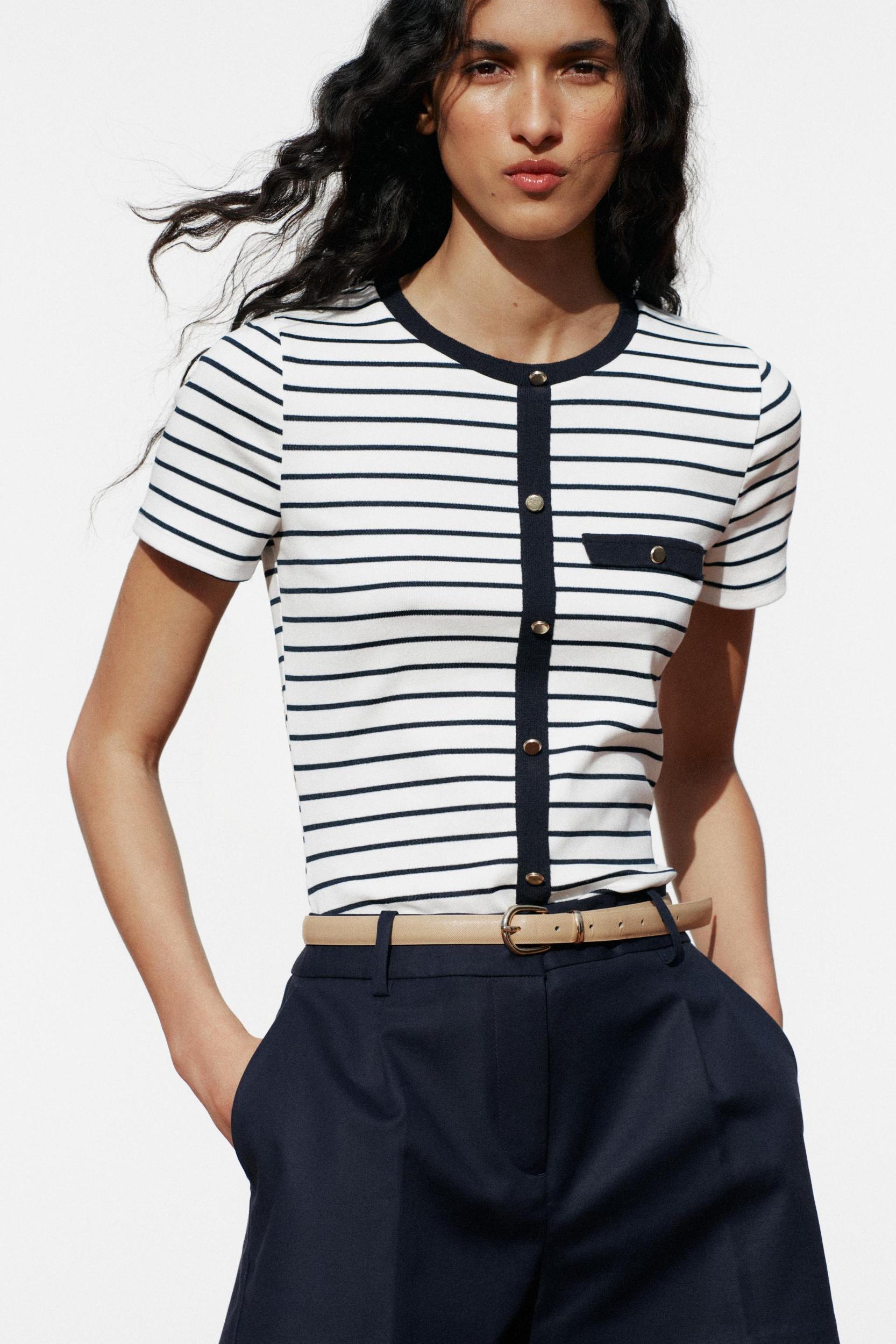STRIPED BUTTONED TOP Product Image